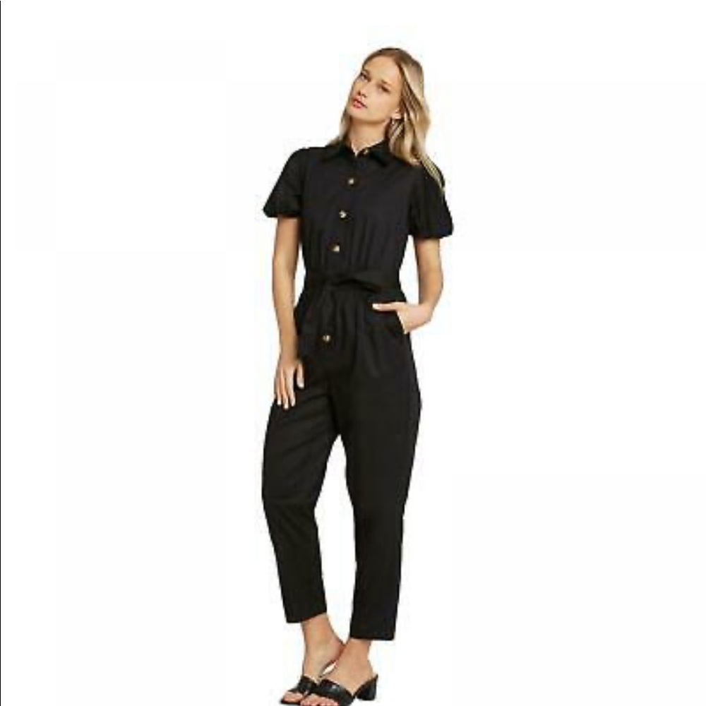 Who What Wear Puff Short Sleeve Collared Jumpsuit